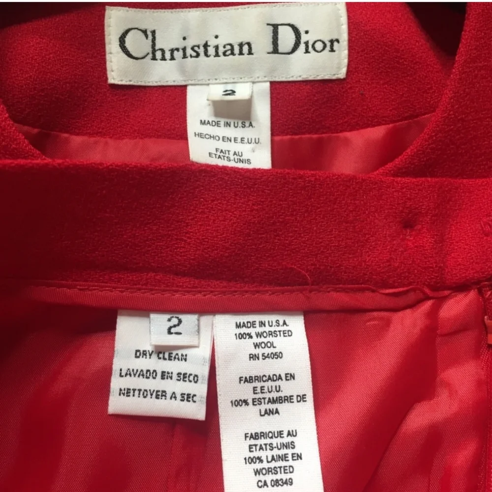 Christian Dior 80s90s Vintage Red Suit Set SZ 2